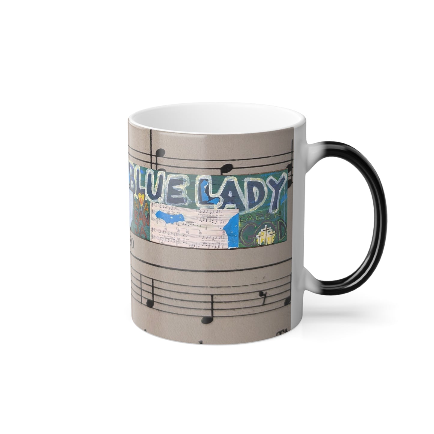 Red Roses for a Blue Lady Color-Changing Mug | Mixed Media Collage | SG808 Artist Collection