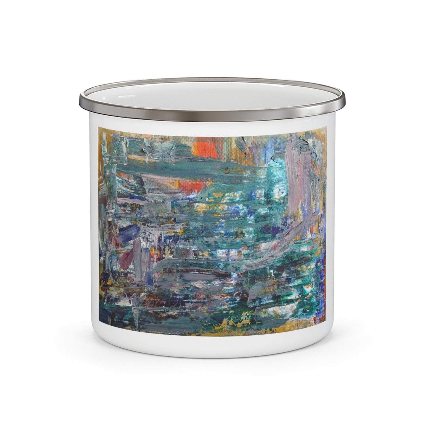 Nature Lover Enamel Camping Mug with Artistic Design