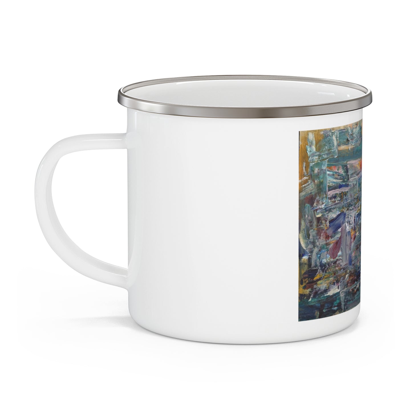 Nature Lover Enamel Camping Mug with Artistic Design