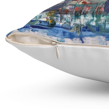 Abstract Art Spun Polyester Square Pillow - Modern Home Decor