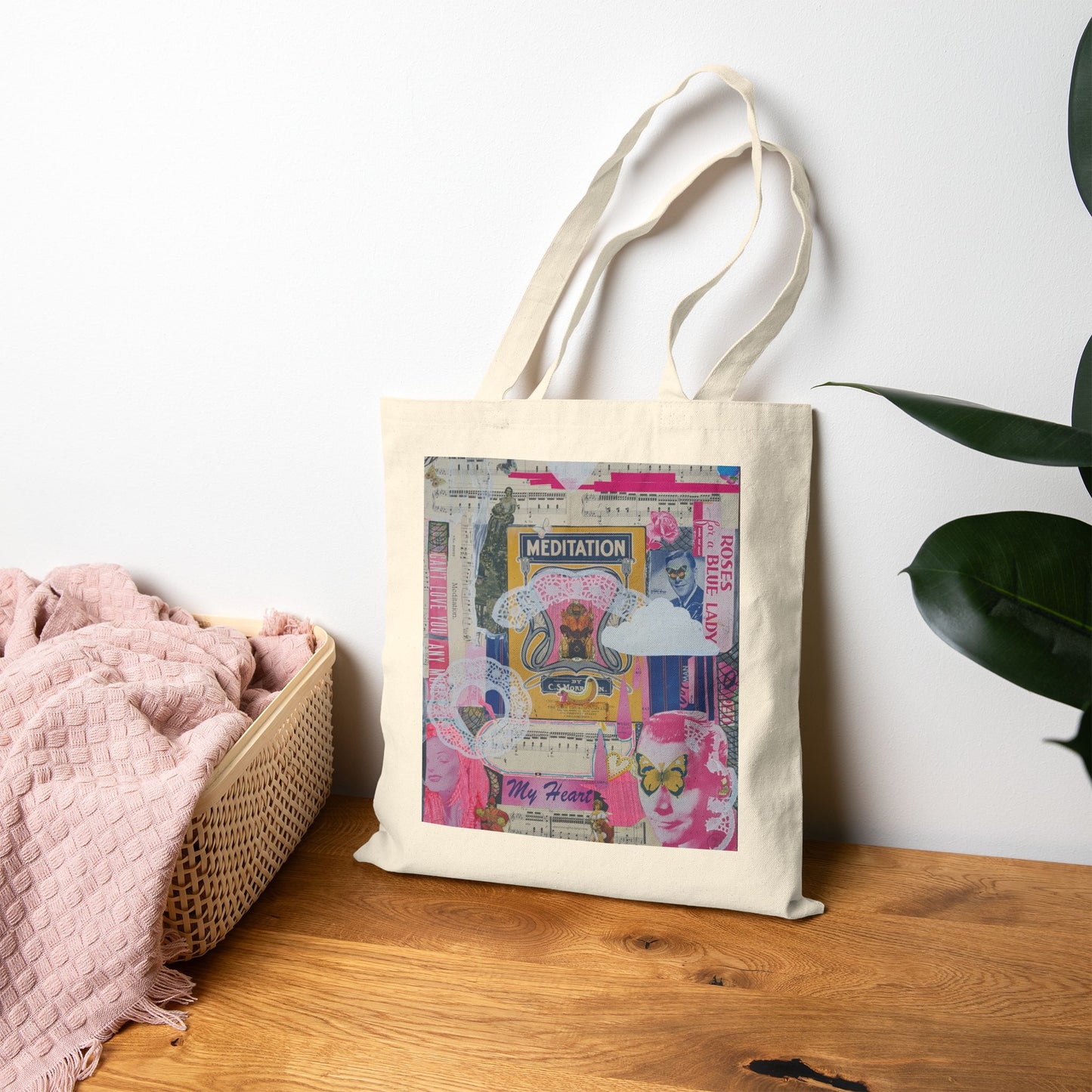 Meditation —  Pink Mixed-Media Art Tote | Supports Teaching Artists