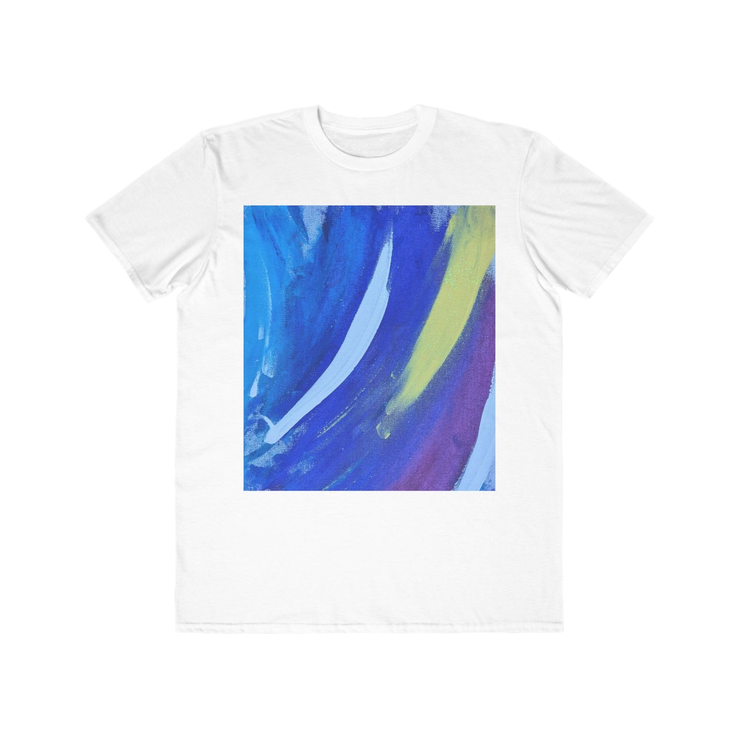Men’s Abstract Art T-Shirt | Cool Tone Modern Graphic Tee with White Brush Strokes