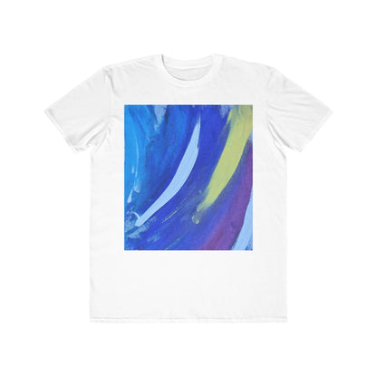 Men’s Abstract Art T-Shirt | Cool Tone Modern Graphic Tee with White Brush Strokes