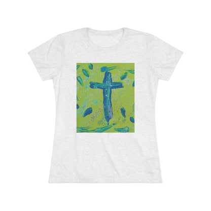 Women’s Abstract Cross T-Shirt | Faith-Inspired Finger Painted Art Tee