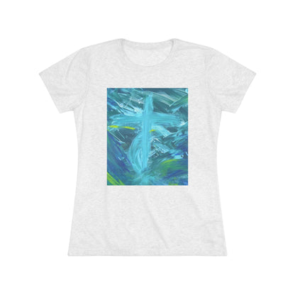 Women’s Abstract Cross T-Shirt | Faith-Inspired Finger Painted Art Tee