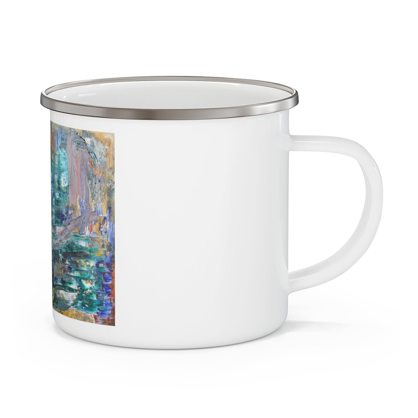 Nature Lover Enamel Camping Mug with Artistic Design