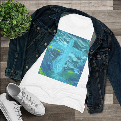 Women’s Abstract Cross T-Shirt | Faith-Inspired Finger Painted Art Tee
