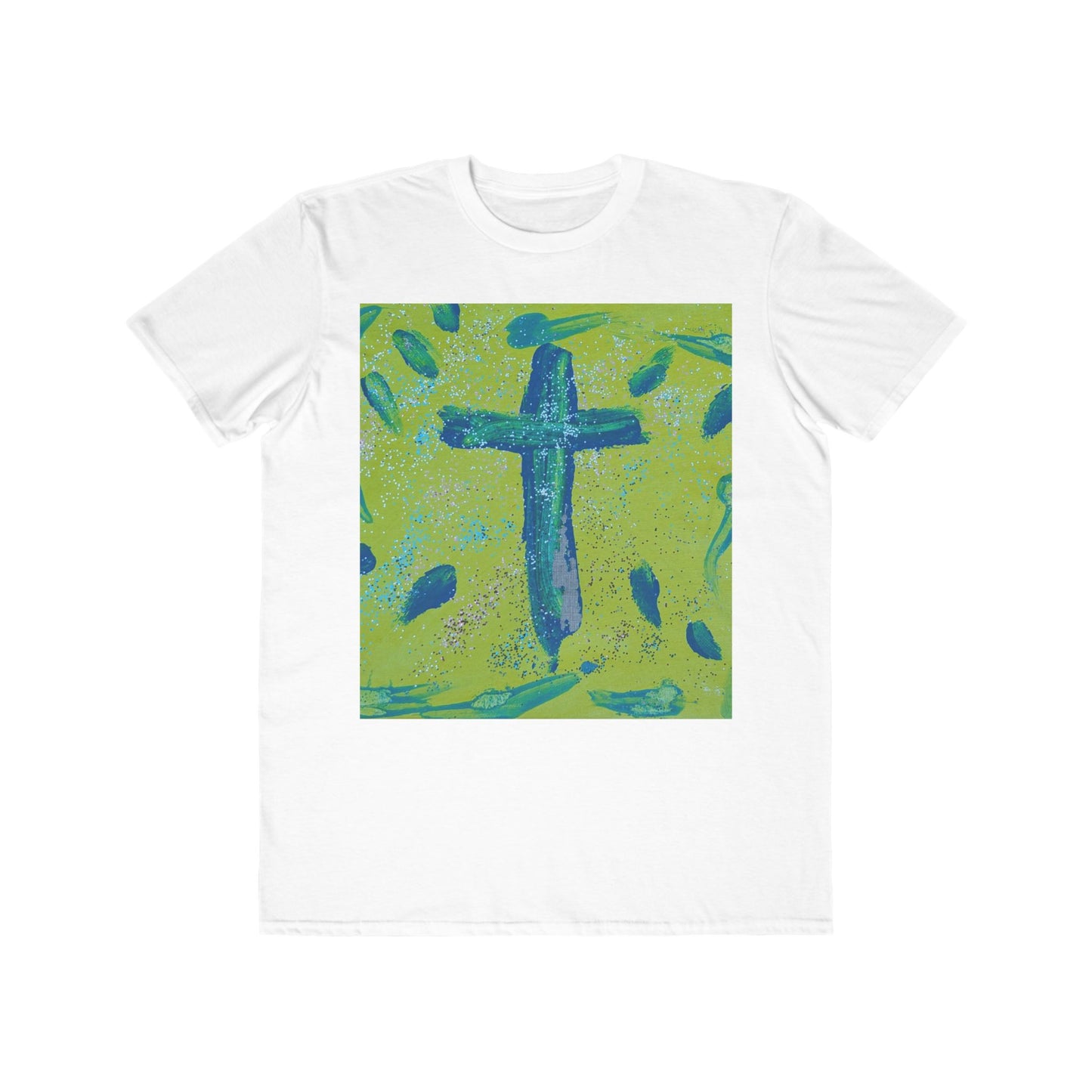 Men’s Abstract Cross T-Shirt | Faith-Inspired Finger Painted Art Tee