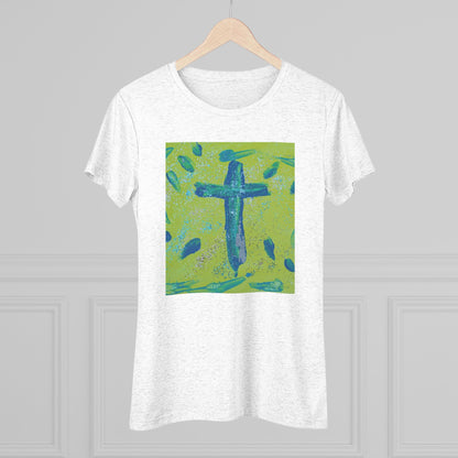 Women’s Abstract Cross T-Shirt | Faith-Inspired Finger Painted Art Tee