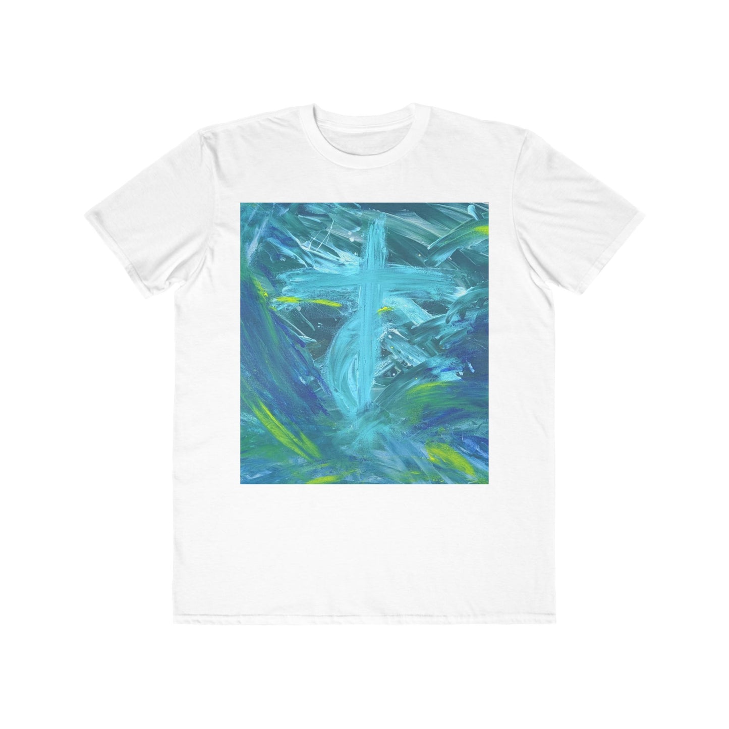Men’s Abstract Cross T-Shirt | Faith-Inspired Finger Painted Art Tee