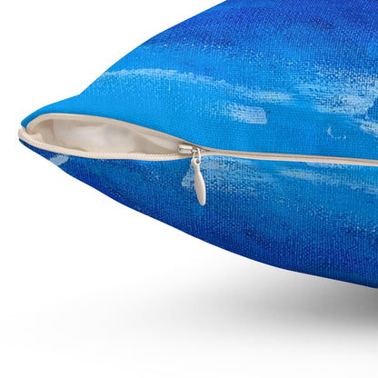 Abstract Cool Tone Pillow | Modern Throw Pillow with Bold White Brush Strokes