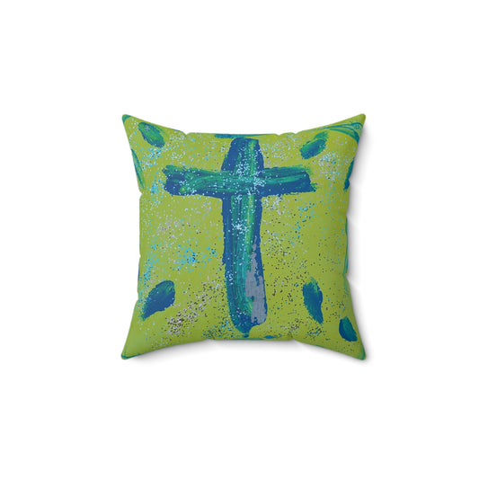 Modern Cross Art Pillow – Faith-Inspired Abstract Home Decor