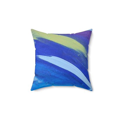 Abstract Cool Tone Pillow | Modern Throw Pillow with Bold White Brush Strokes