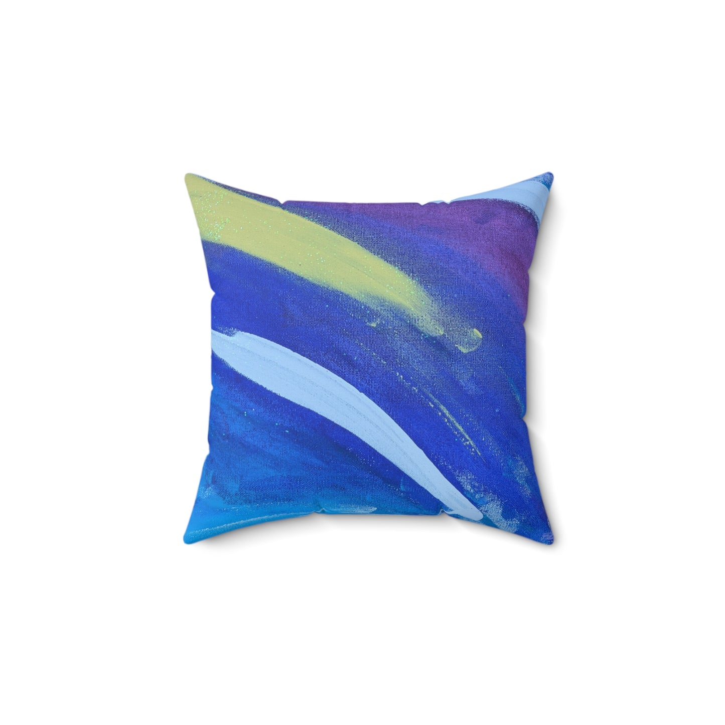 Abstract Cool Tone Pillow | Modern Throw Pillow with Bold White Brush Strokes