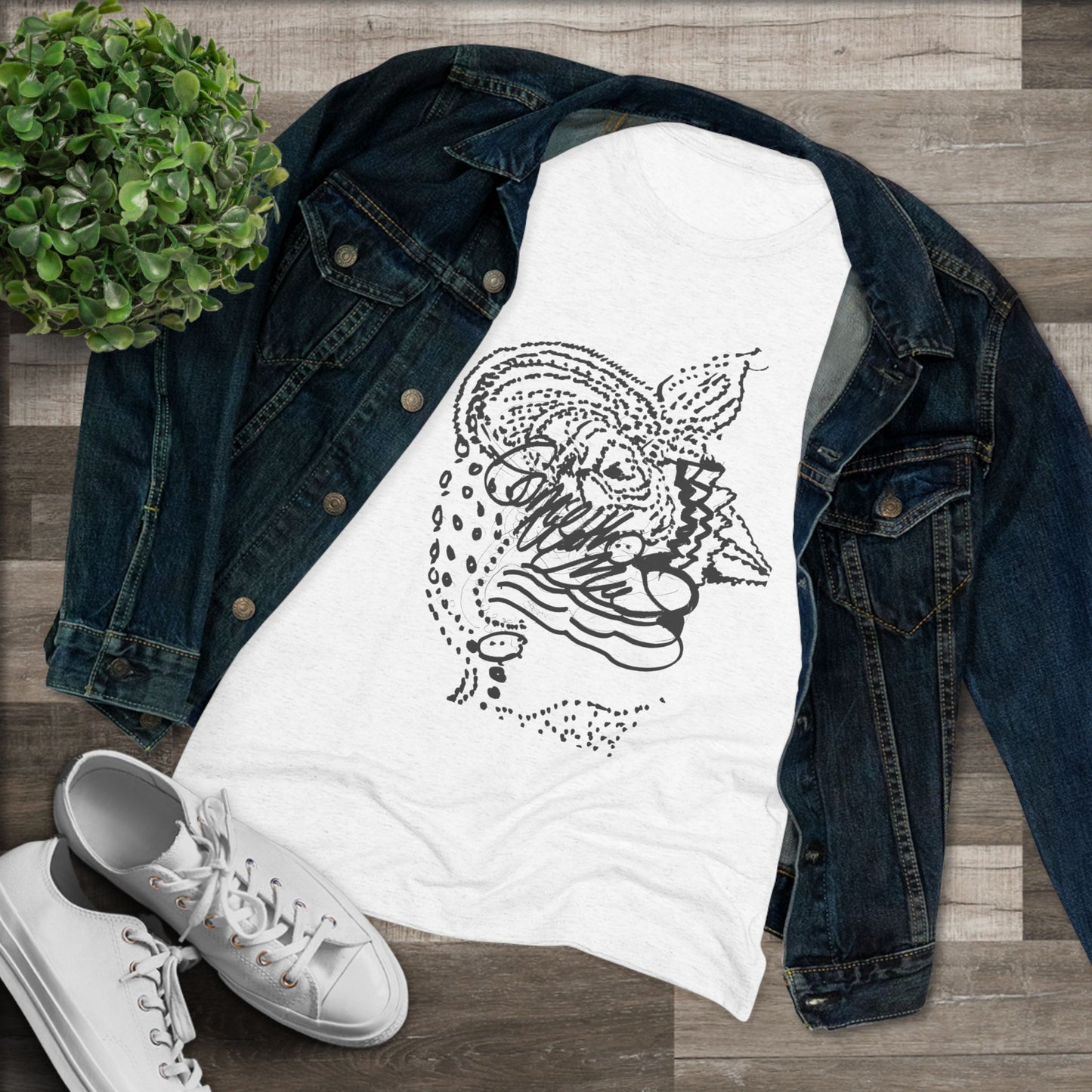 Women's Triblend Tee - Artistic Leopard Graphic T-Shirt